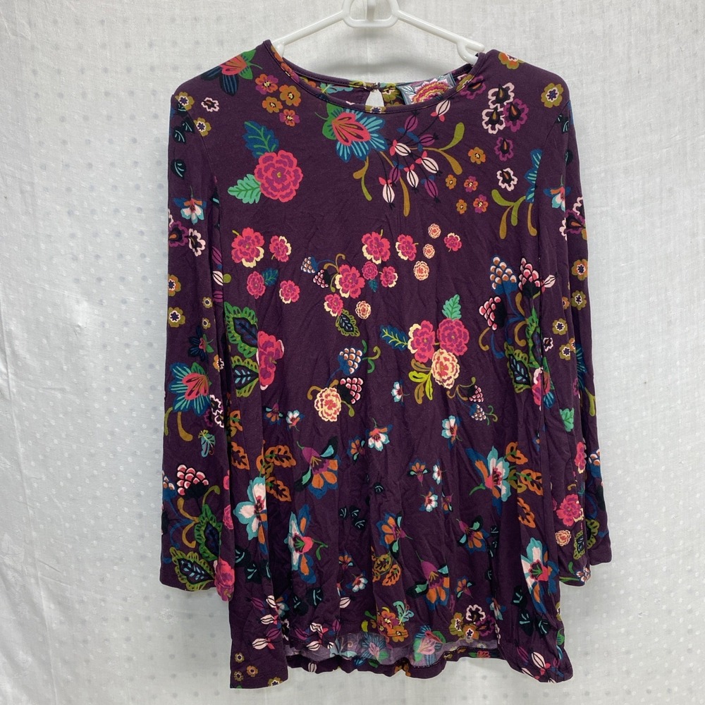 Johnny Was The Janie Favorite Floral High Neck Swing Tunic Top Boho Chic Size XS